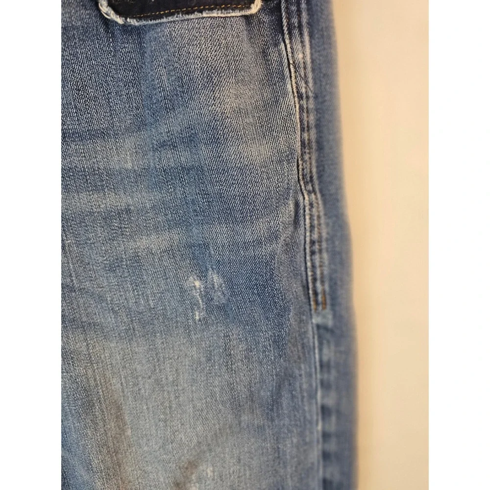 Rock & Republic Mens Straight Leg Jeans Blue Medium Wash Distressed 38x32